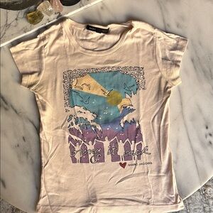 Marc Jacobs Cream and Purple Graphic Tee